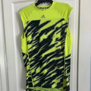 adidas Neon Yellow and Black Performance Sleeveless Shirt